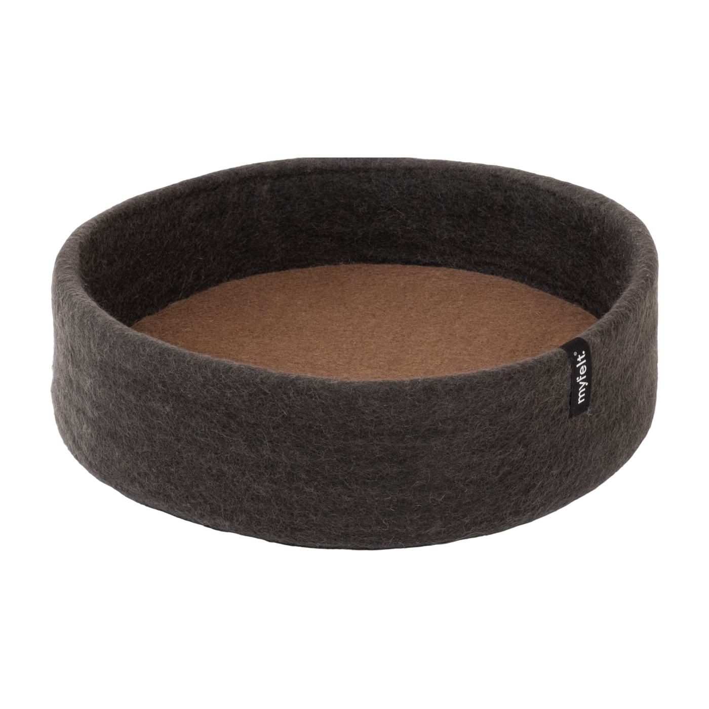 Cesta redonda para gatos Kuno de lana antracita y marrón 40cm - Myfelt