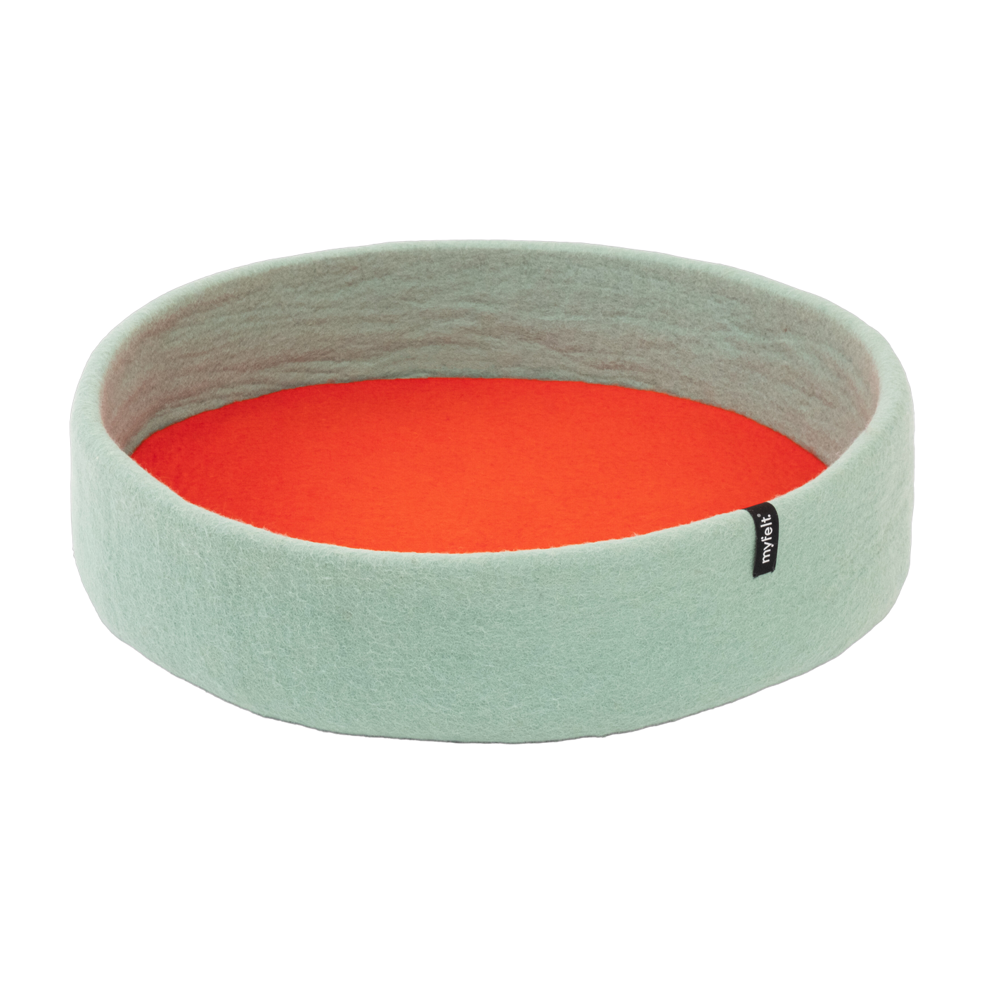 Fine Cama redonda para perro de lana turquesa y naranja de 60 cm - Myfelt