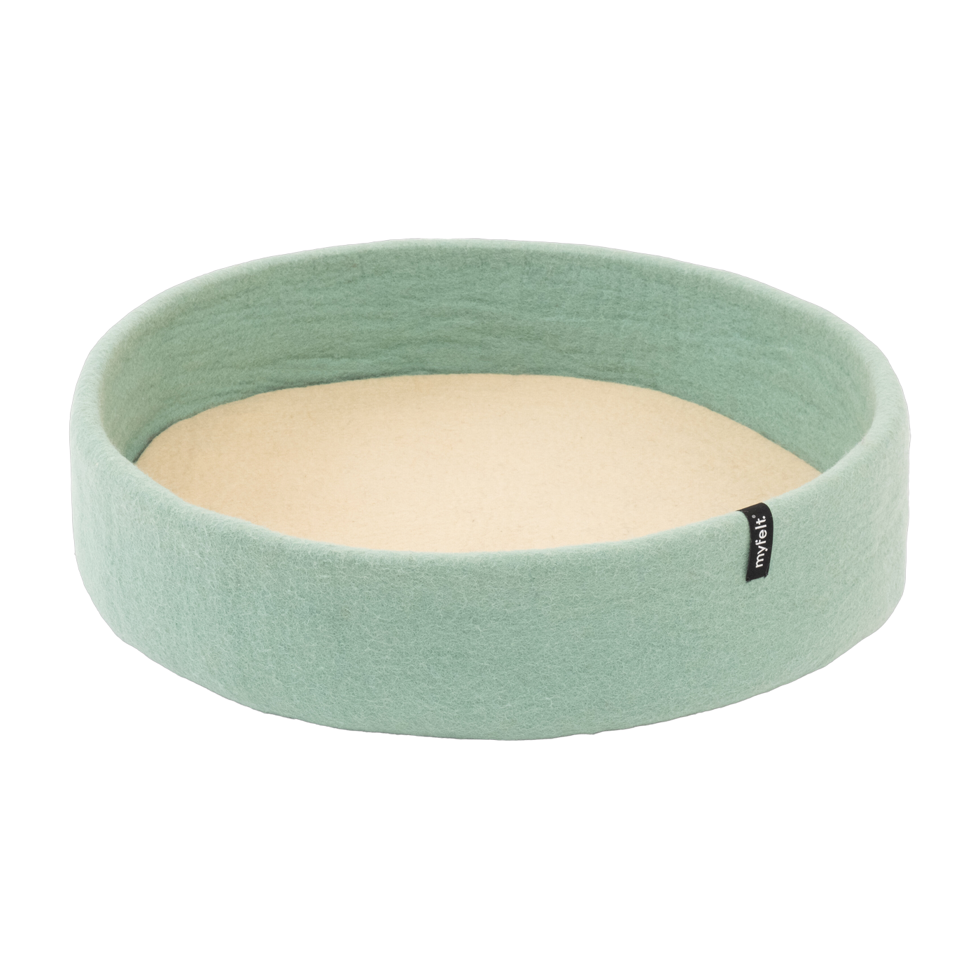 Fine Cama redonda para perro de lana turquesa y beige de 60cm - Myfelt