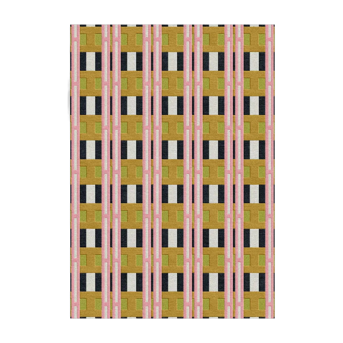 Alfombra de lana y seda rosa y mostaza 300x200cm Alexia - Son-tapis