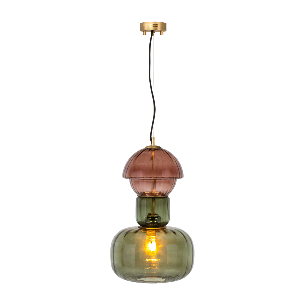 Green and marsala blown glass pendant lamp 31. 5cm Josephine - Versmissen