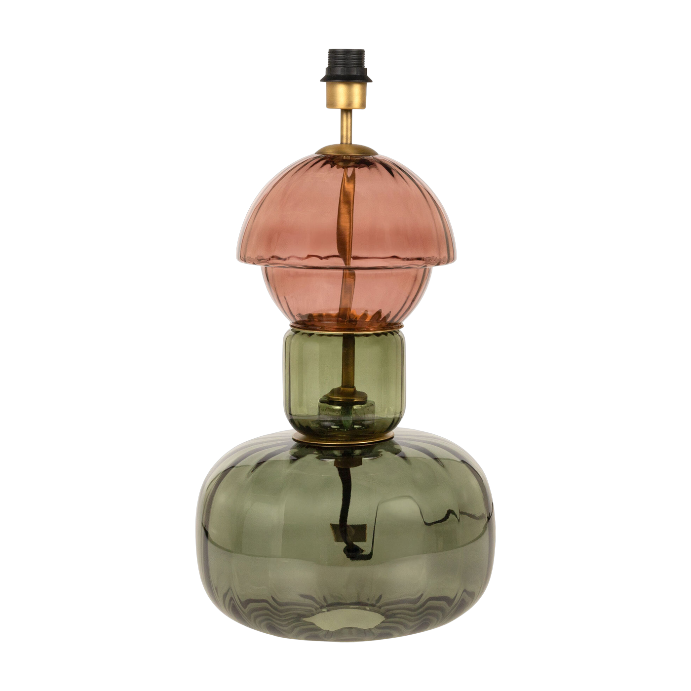 Pied de lampe en vert soufflé vert et marsala 59,5cm Josephine - Versmissen
