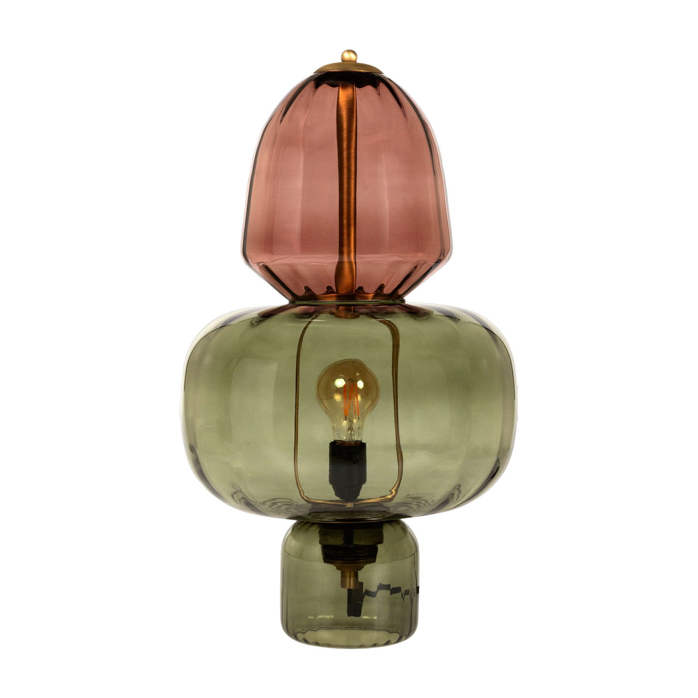 Tischlampe aus mundgeblasenem Grün Grün und Marsala 55cm Elise -. Versmissen