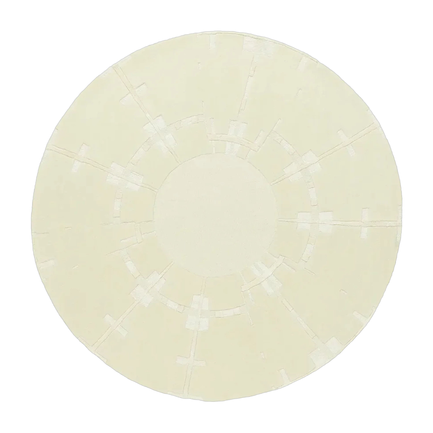 Tapis rond en laine et soie relief crème 150cm Rodolphe - Son-Tapis
