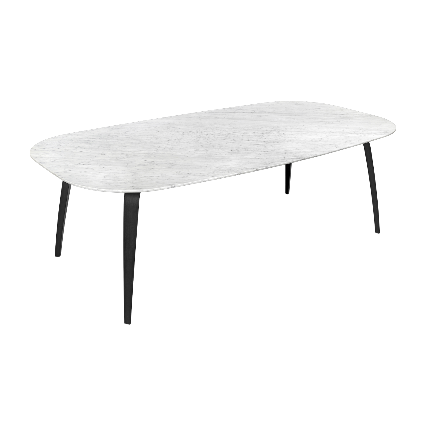 marbre Tavolo da pranzo in bianco e gambe nere 120x230cm Elliptique - Gubi