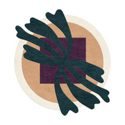 Round wool rug with green leaf print 200x225cm Vasco - Son-Tapis