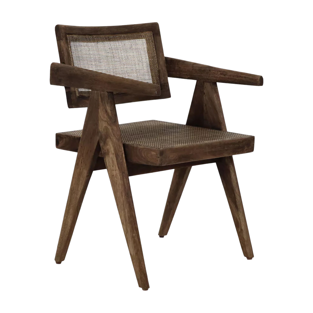 Chair with mango wood armrests and rotin Rosalia - Pomax