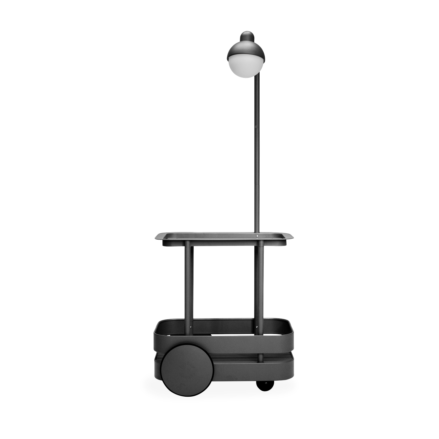 Trolley Aparador Jolly con lámpara de pie en aluminio antracita 78x55 cm - Fatboy