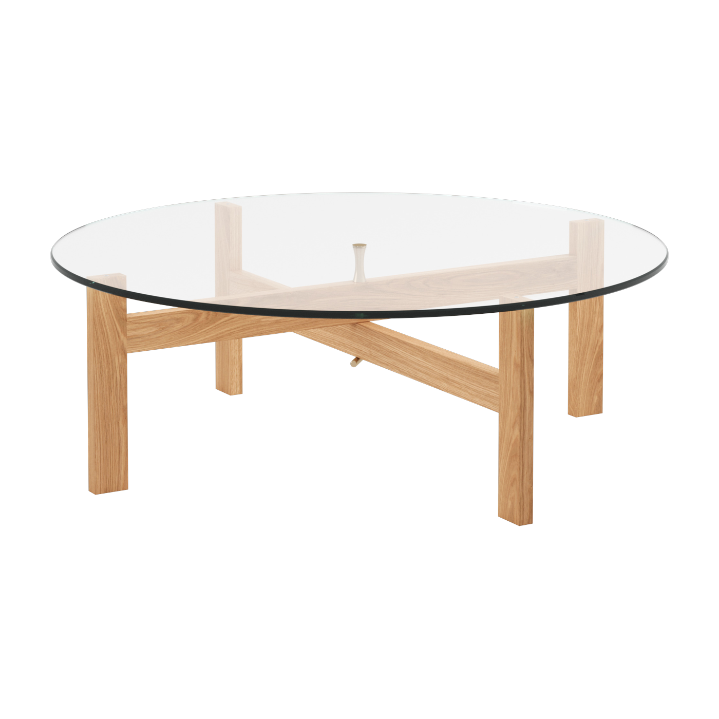 ronde Tavolino da caffè in rovere e vetro 88cm - Moebe