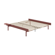 Extendable bed base in pink steel with 180cm slats and bedside table - Moebe