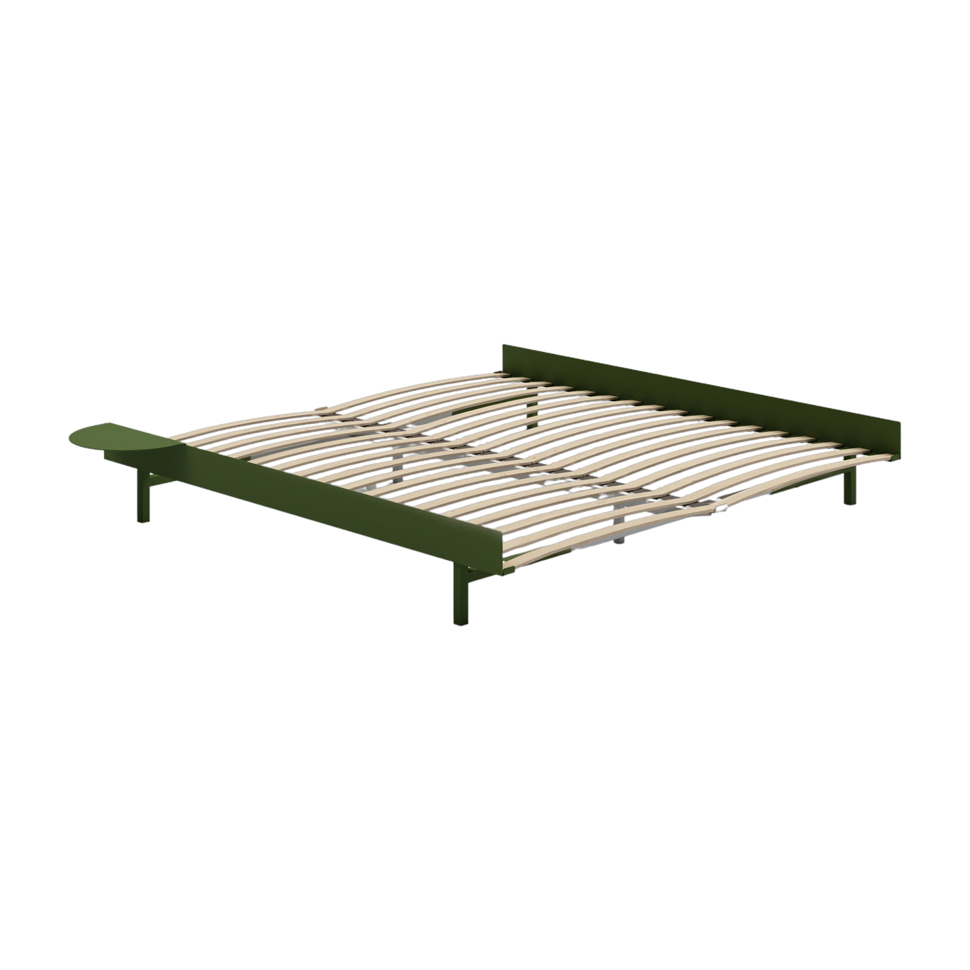 Base letto allungabile in acciaio verde abete con doghe da 180 cm e comodino Moebe