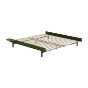 Sommier extensible en acier vert sapin avec lattes 180cm et table de chevet - Moebe