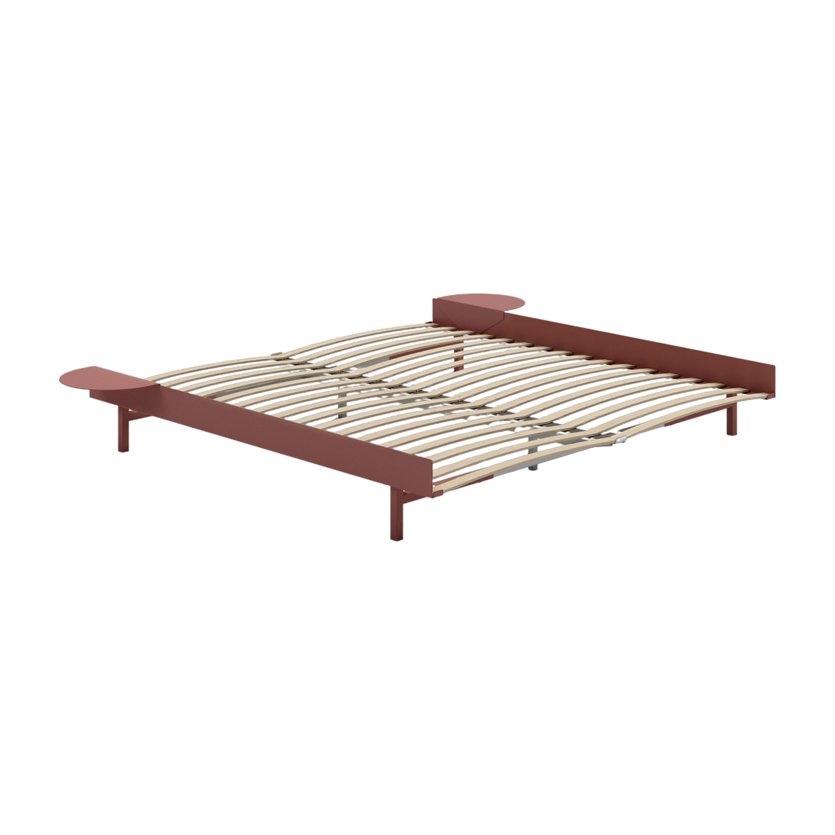 Somier extensible de acero rosa con lamas de 180 cm y mesillas de noche - Moebe