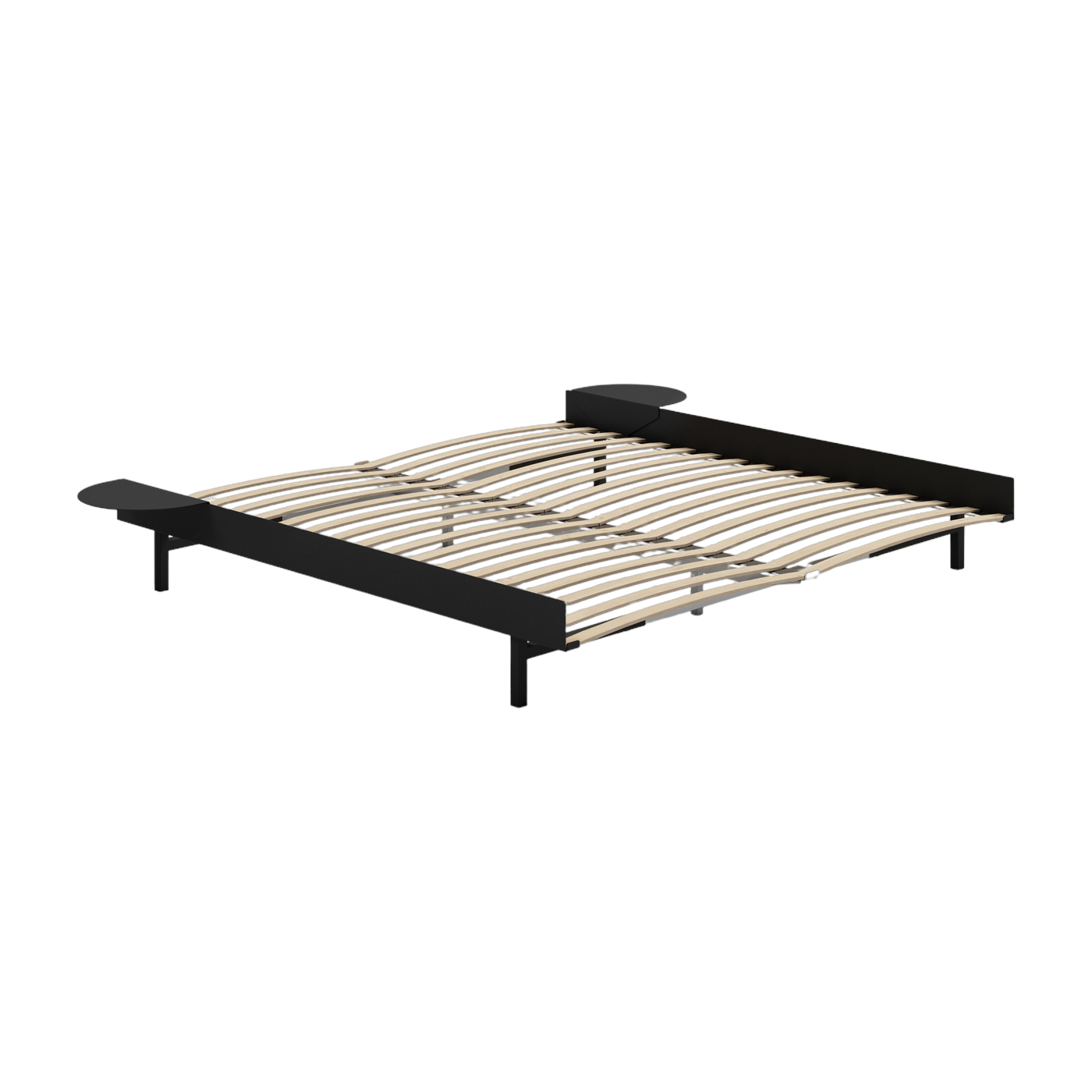 Somier extensible de acero negro con lamas de 180 cm y mesillas de noche - Moebe