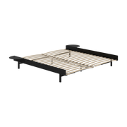 Sommier extensible en acier noir avec lattes 180cm et tables de chevet - Moebe