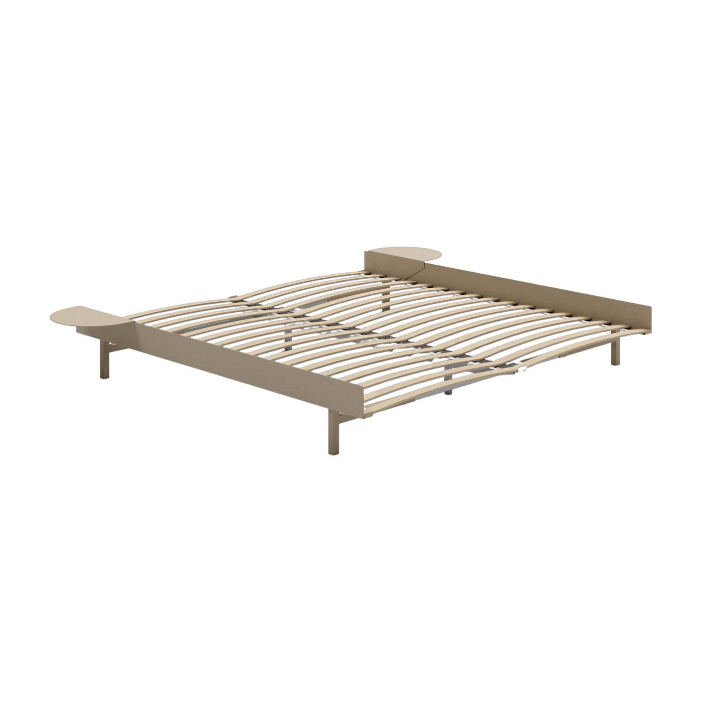 Somier extensible de acero lijado con lamas de 180 cm y mesillas de noche - Moebe