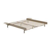 Extendable bed base in sanded steel with 180cm slats and bedside tables - Moebe