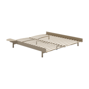 Sommier extensible en acier sable avec lattes 180cm et table de chevet - Moebe