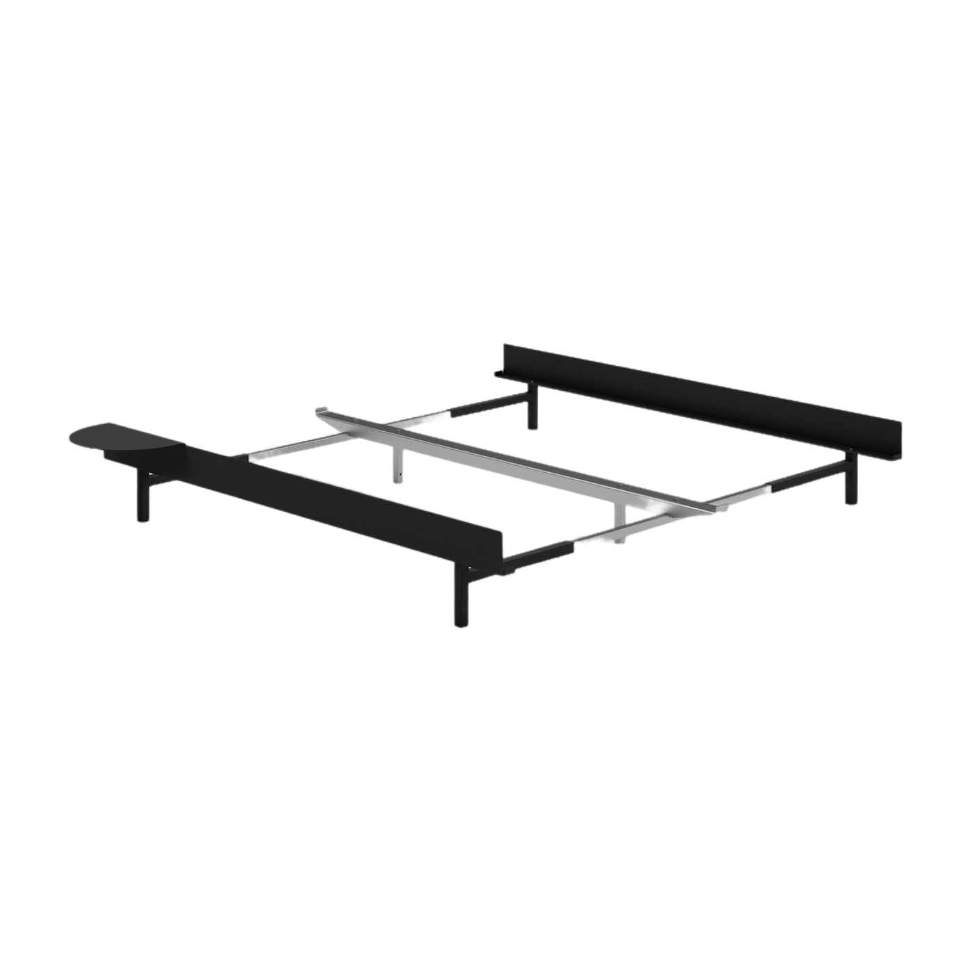 Base letto allungabile in acciaio nero senza doghe 90-180cm e comodino - Moebe
