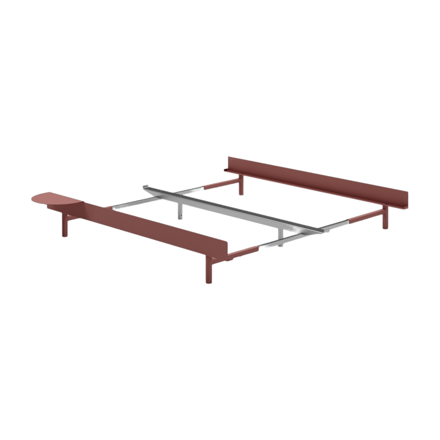Base letto allungabile in acciaio rosa senza doghe 90-180cm e comodino - Moebe