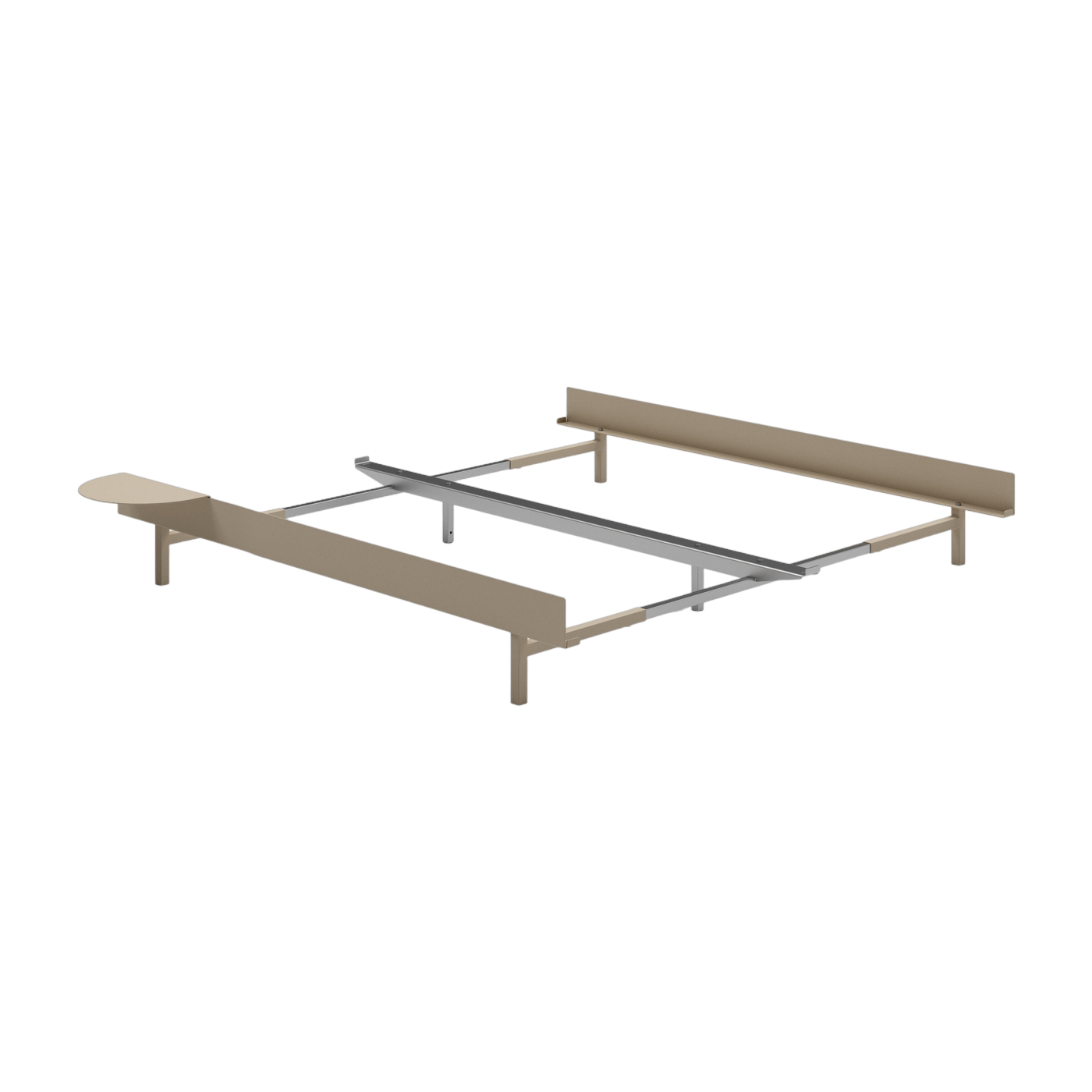 Extendable slatted steel bed base 90-180cm and bedside table - Moebe