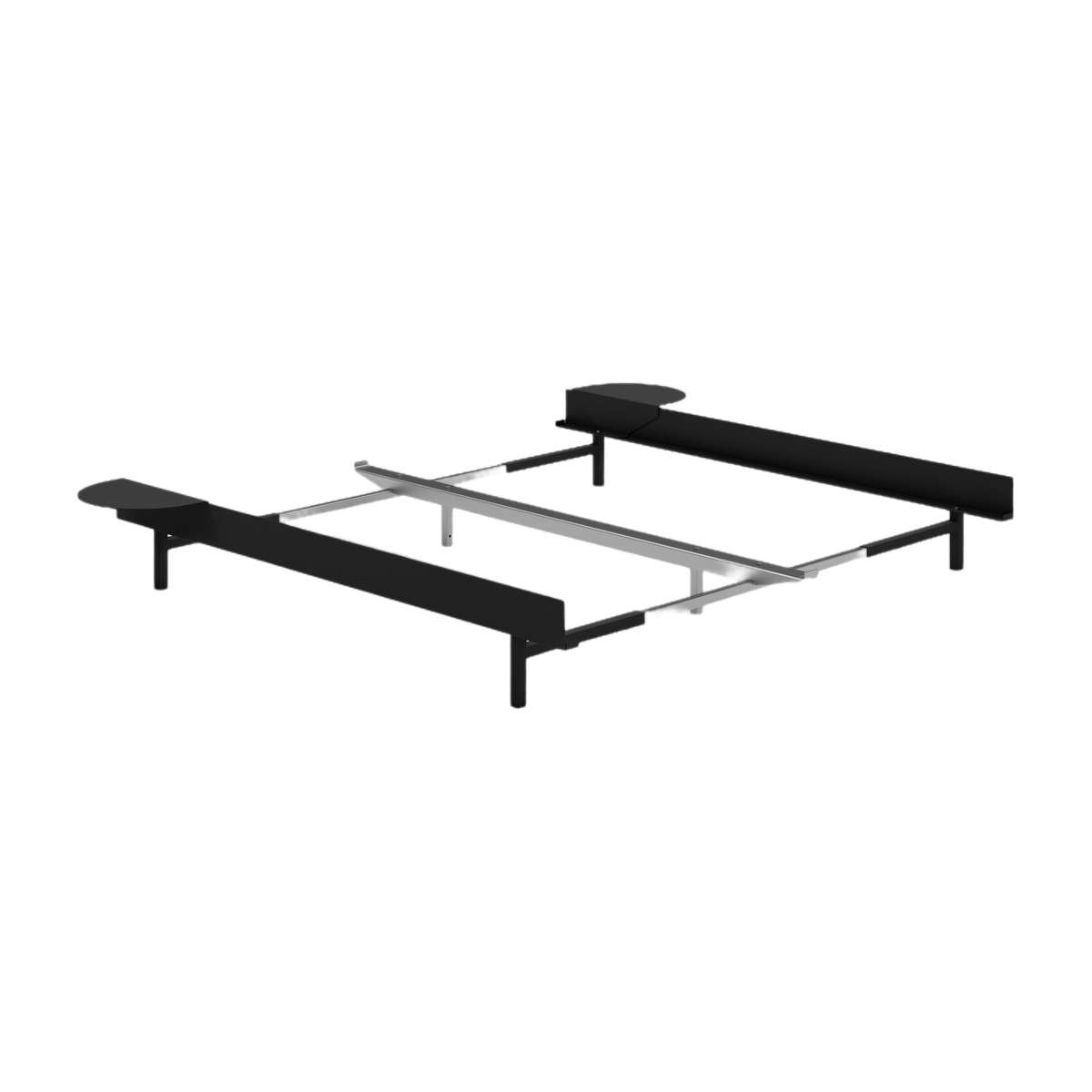 Somier extensible de acero negro sin lamas 90-180cm y mesitas de noche - Moebe