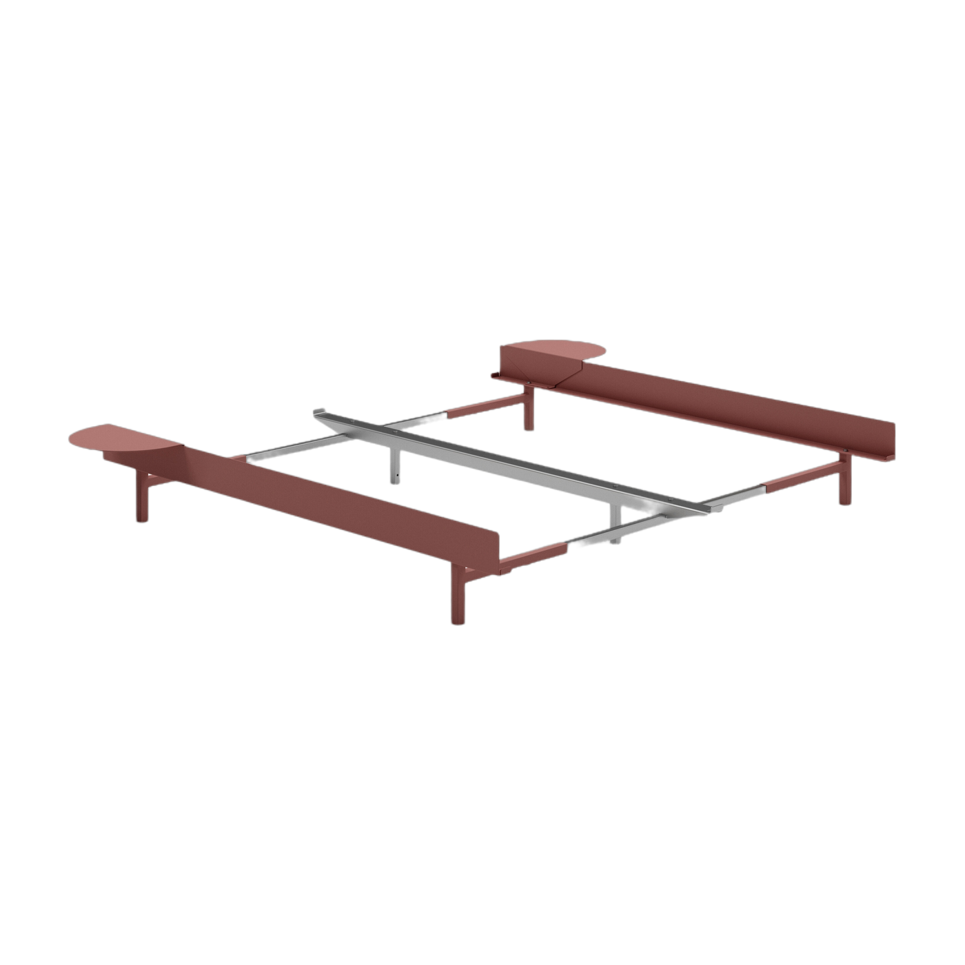 Somier extensible de acero rosa sin lamas 90-180cm y mesitas de noche - Moebe