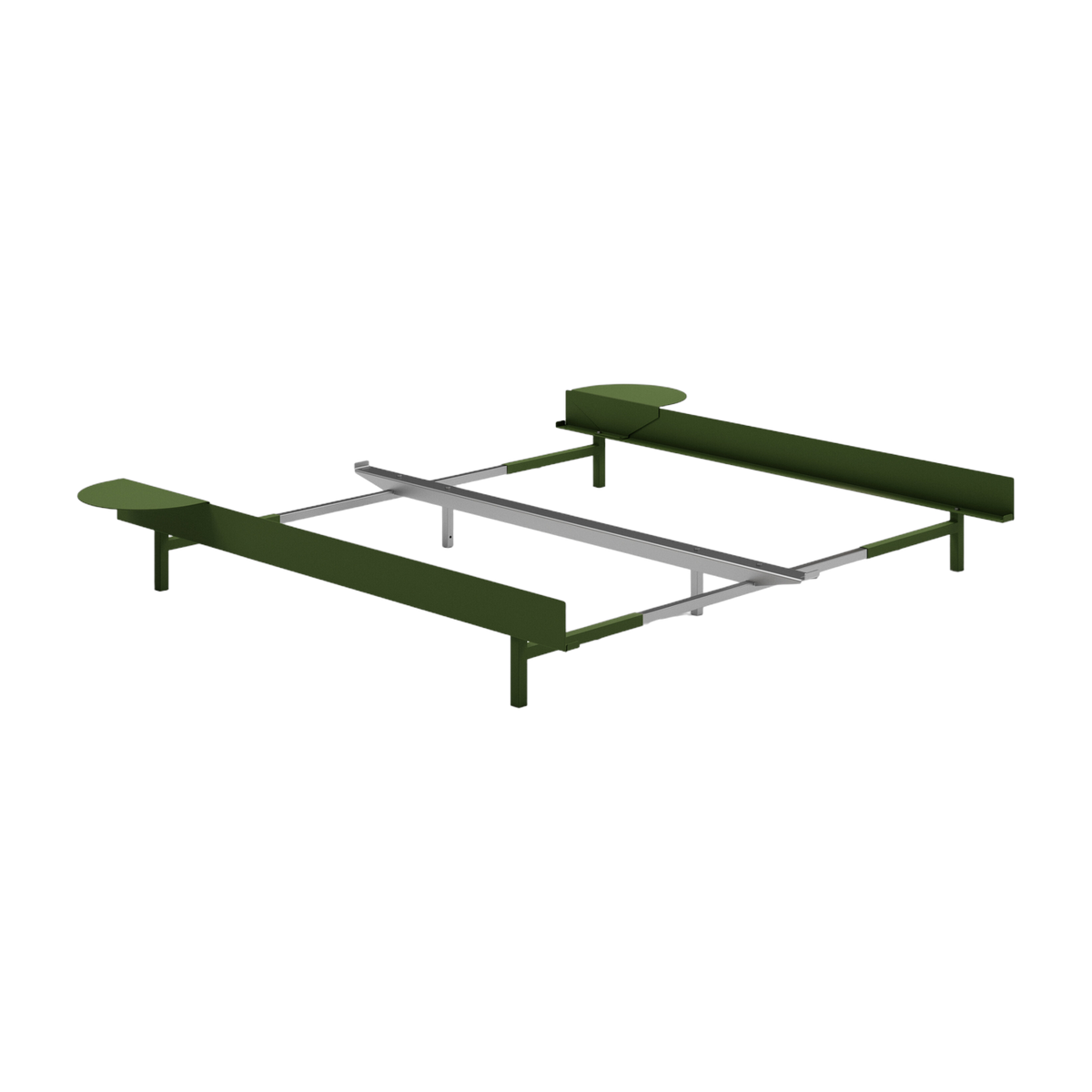 Somier extensible de acero verde abeto sin lamas 90-180cm y mesillas - Moebe