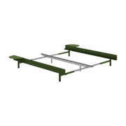 Fir green steel extendable bed base without slats 90-180cm and bedside tables - Moebe