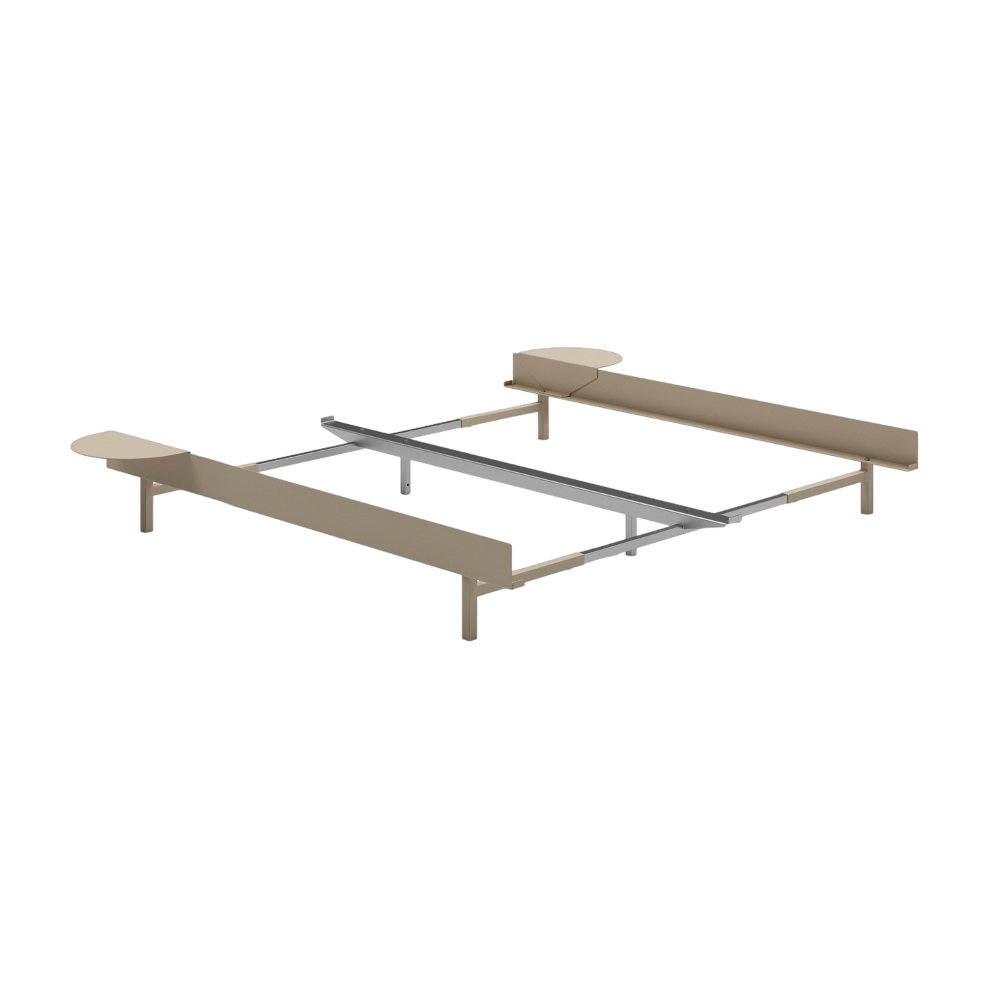 Somier extensible de acero lijado sin lamas 90-180cm y mesillas de noche - Moebe