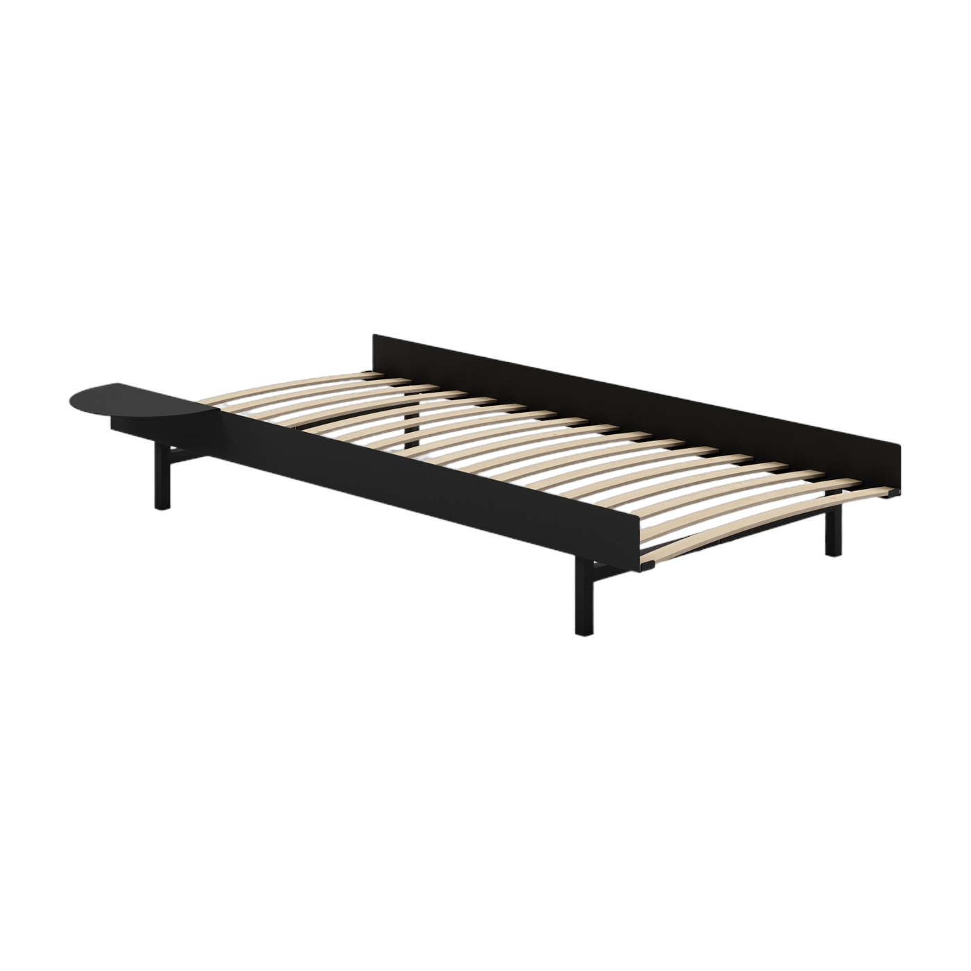 Somier de láminas de acero negro con mesilla de 90 cm - Moebe