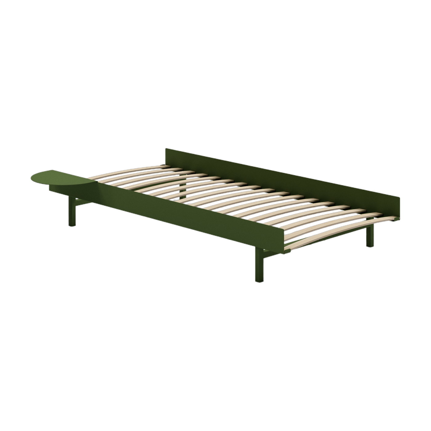 Somier de lamas de acero verde abeto con mesilla de 90cm - Moebe