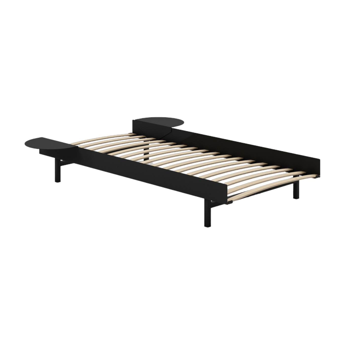 Somier de láminas de acero negro con mesillas de 90 cm - Moebe