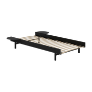 Bettgestell mit Stahllatten schwarz mit Nachttischen 90cm -. Moebe