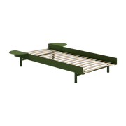 Base a doghe in acciaio verde abete con comodini da 90 cm - Moebe