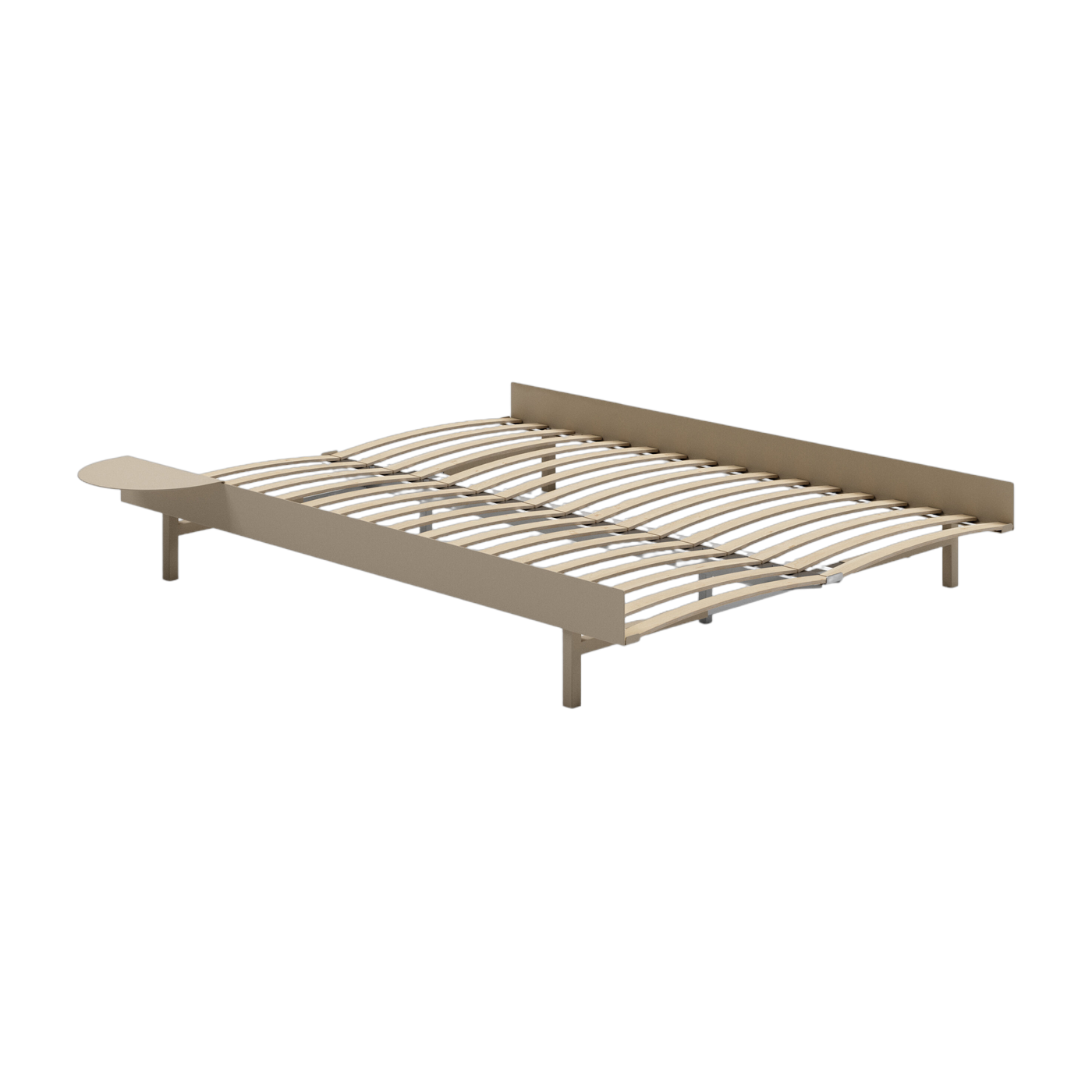 Somier extensible de acero lijado con lamas de 140 cm y mesilla de noche - Moebe