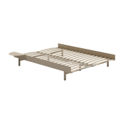 Extendable bed base in sanded steel with 140cm slats and bedside table - Moebe