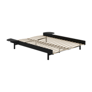 Extendable black steel bed base with 140cm slats and bedside tables - Moebe
