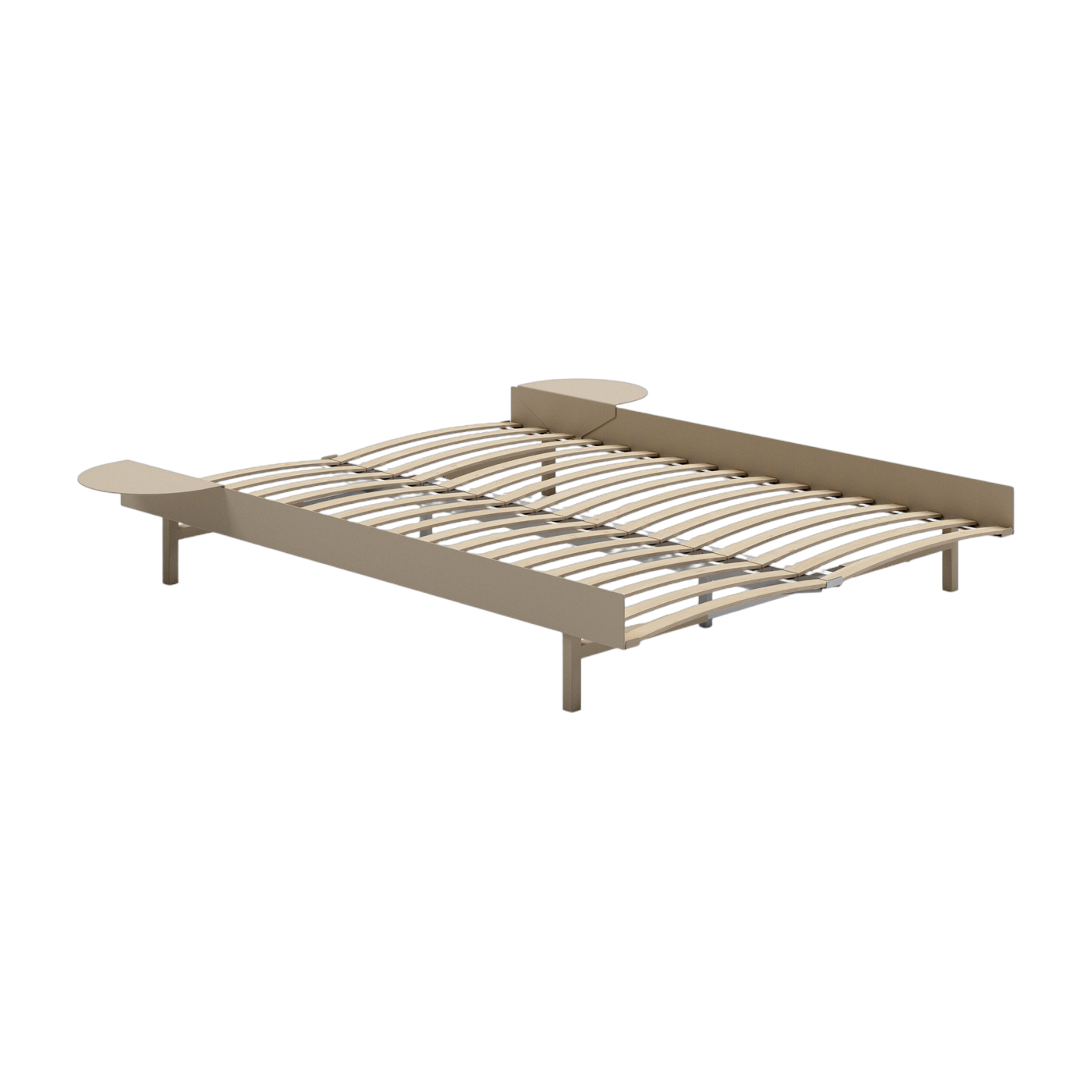 Somier extensible de acero lijado con lamas de 140 cm y mesillas de noche - Moebe