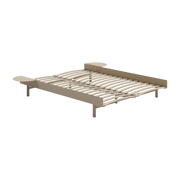 Sommier extensible en acier sable avec lattes 140cm et tables de chevet - Moebe
