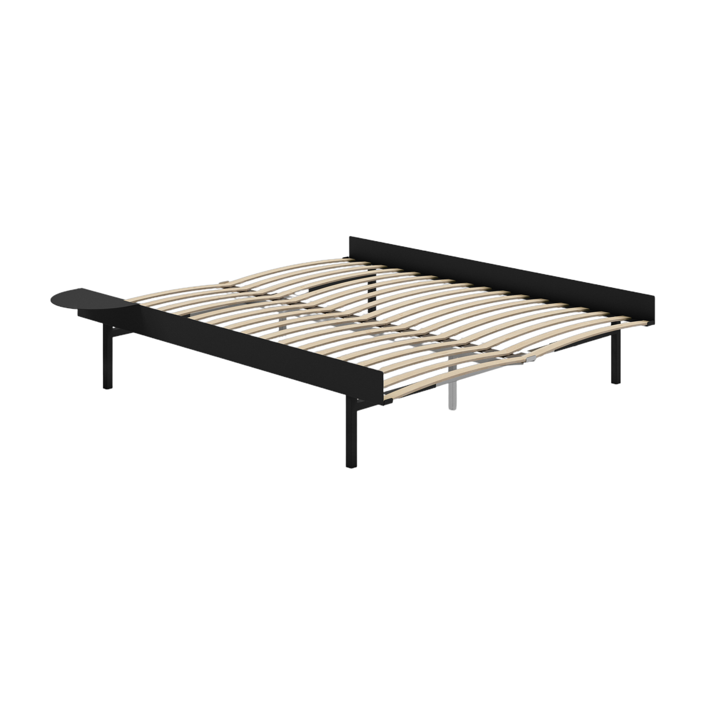 Somier extensible de acero negro con lamas de 160 cm y mesilla de noche - Moebe
