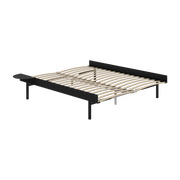 Black steel extendable bed base with 160cm slats and bedside table - Moebe