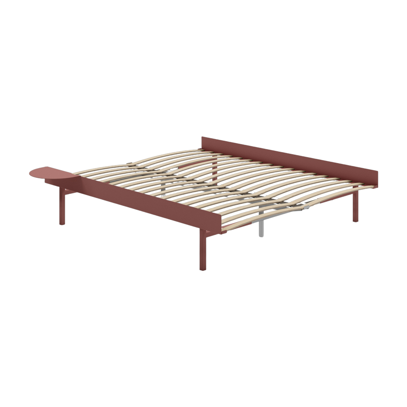 Somier extensible de acero rosa con lamas de 160 cm y mesilla de noche - Moebe