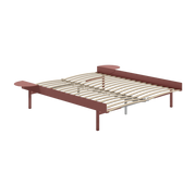 Somier extensible de acero rosa con lamas de 160 cm y mesillas de noche - Moebe