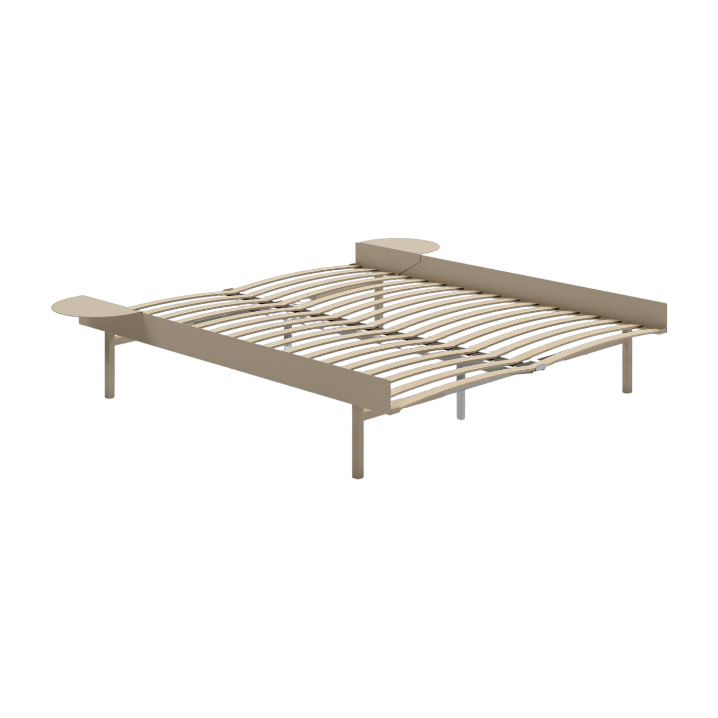 Somier extensible de acero lijado con lamas de 160 cm y mesillas de noche - Moebe