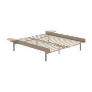 Sommier extensible en acier sable avec lattes 160cm et tables de chevet - Moebe