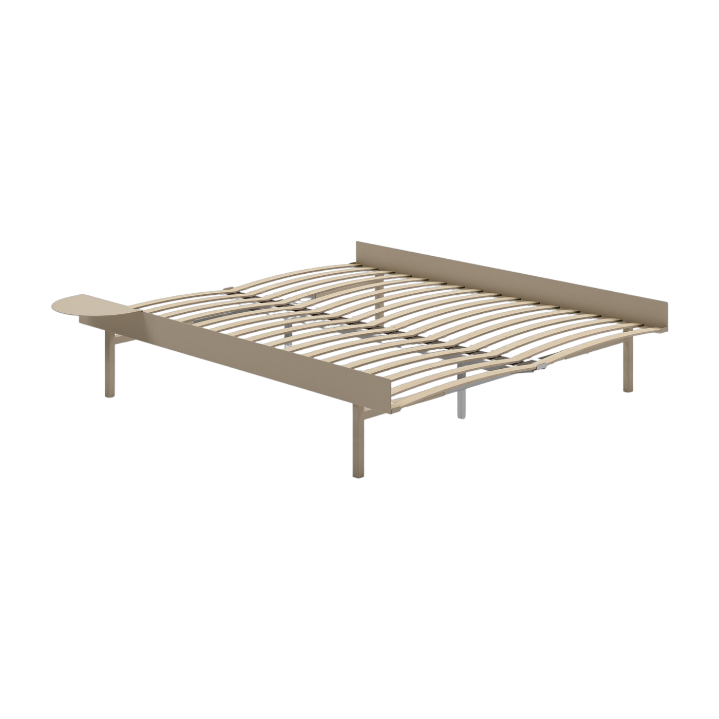 Somier extensible de acero lijado con lamas de 160 cm y mesilla de noche - Moebe