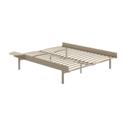 Sommier extensible en acier sable avec lattes 160cm et une table de chevet - Moebe