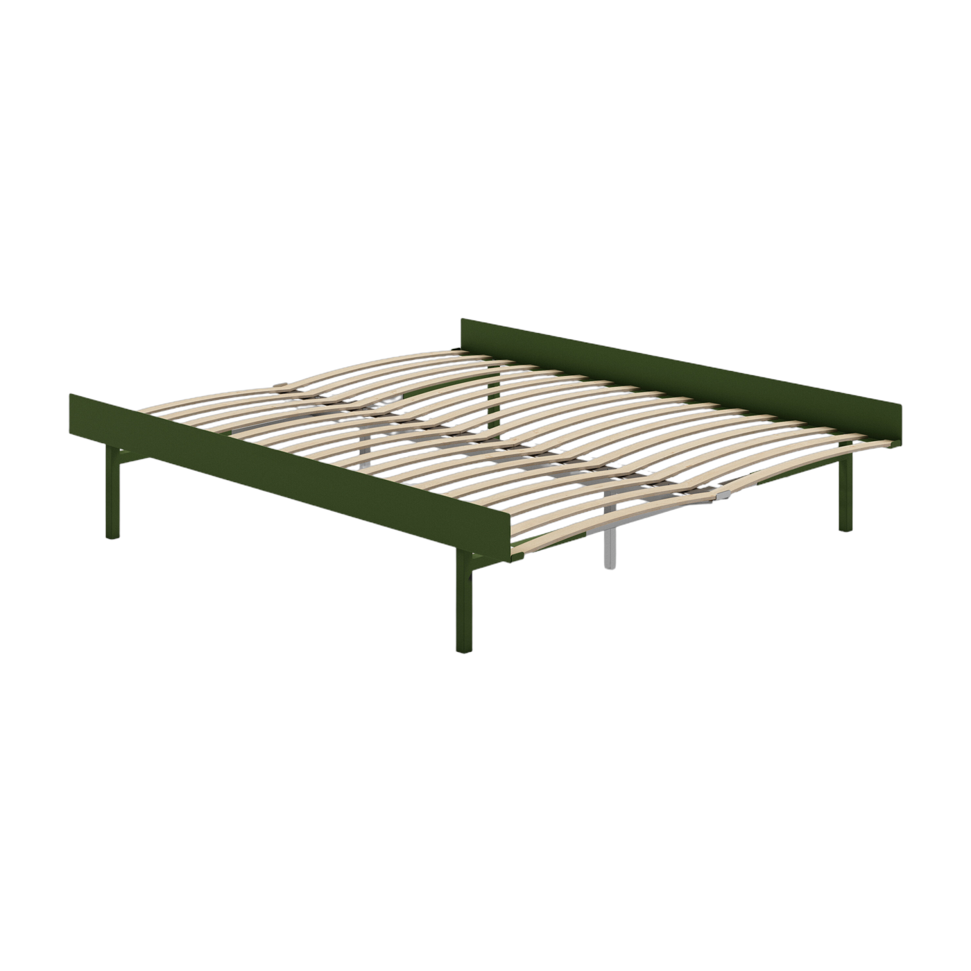 Sommier extensible en acier vert sapin avec lattes 160cm - Moebe