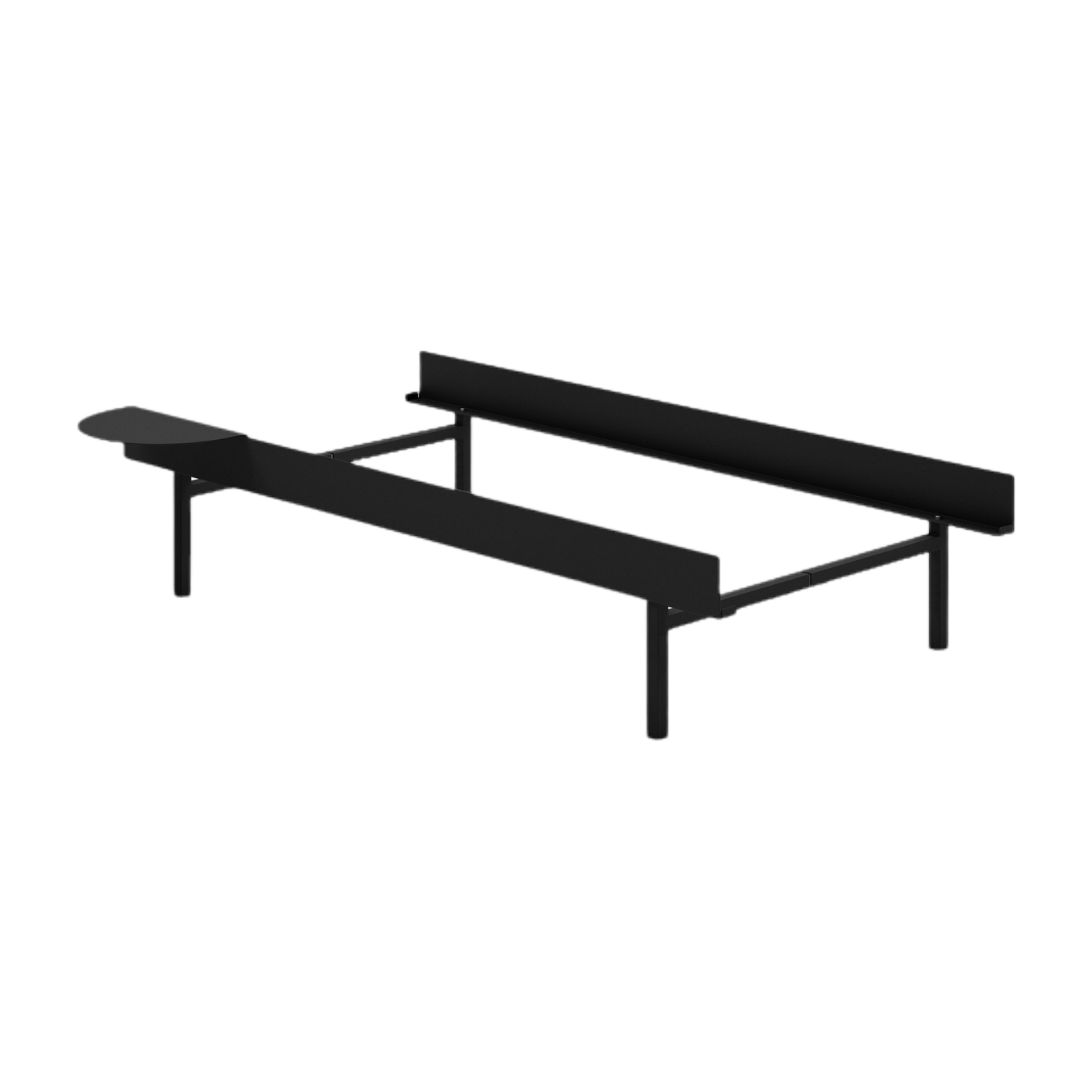 Somier de láminas de acero negro con mesilla de 90 cm - Moebe